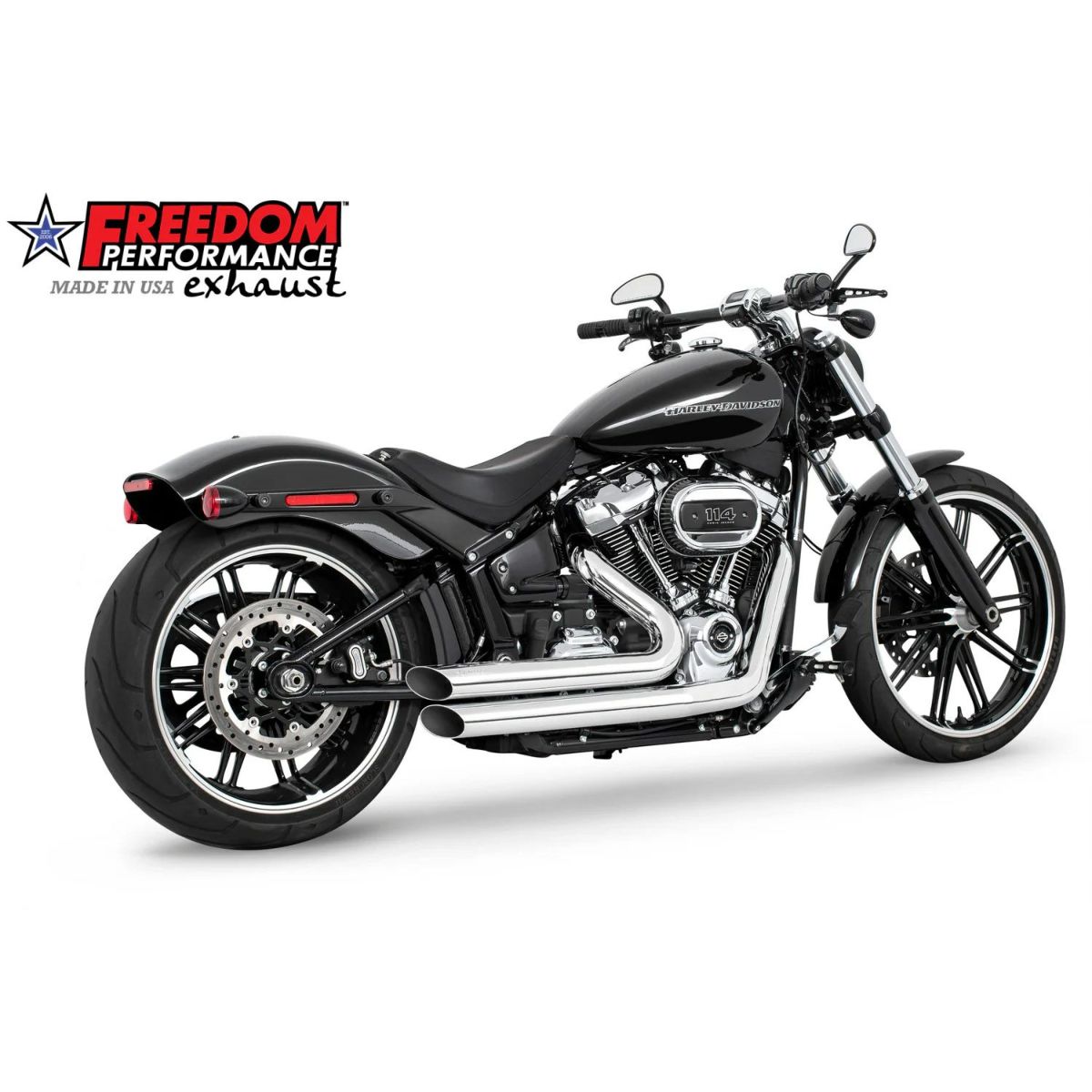 M8ソフテイル アメンドメント サイドスラッシュ フルエキゾーストマフラー (クローム) フリーダムパフォーマンス3