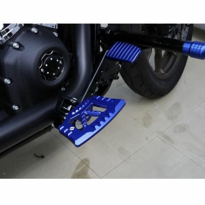 スポーツスターS、ナイトスター、M8ソフテイル アルミ削り出し ミニフットボード (ブルー) SPEEDRA