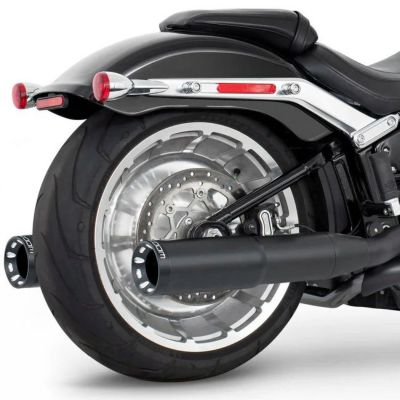 M8ソフテイル トゥルーデュアルエキゾースト用 4.5インチ ツーステップ・スリップオンマフラー ストレート (ブラック/コントラスト) フリーダムパフォーマンス