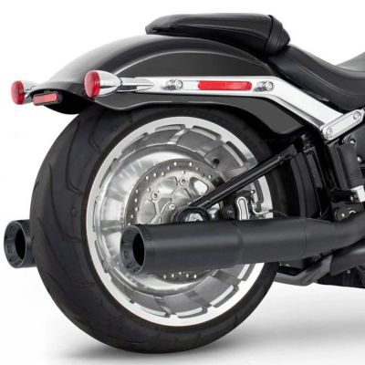 M8ソフテイル トゥルーデュアルエキゾースト用 4.5インチ ツーステップ・スリップオンマフラー ストレート (ブラック) フリーダムパフォーマンス