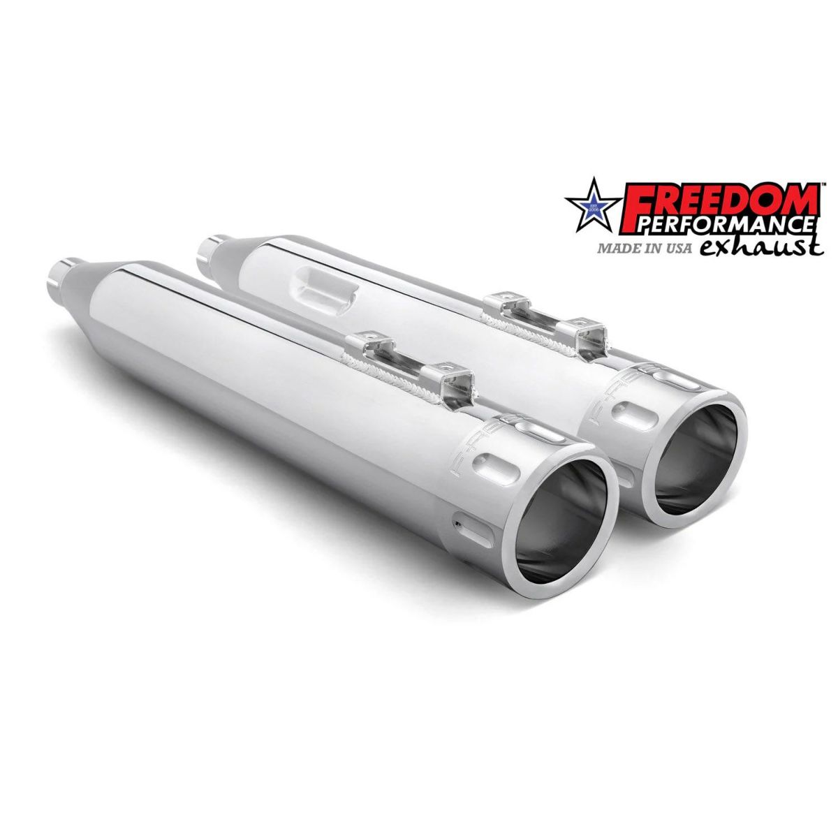 M8ソフテイル トゥルーデュアルエキゾースト用 4インチ スリップオンマフラー ストレート (クローム) フリーダムパフォーマンス2