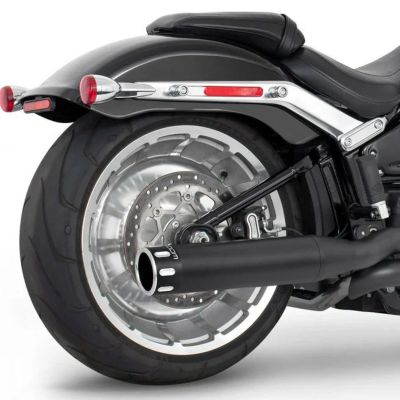 M8ソフテイル トゥルーデュアルエキゾースト用 4インチ スリップオンマフラー ストレート (ブラック/コントラスト) フリーダムパフォーマンス