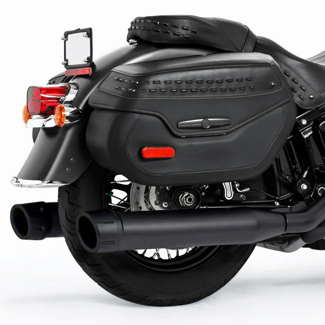 M8ソフテイル トゥルーデュアルエキゾースト用 4インチ スリップオンマフラー コンバットフルーテッド (ブラック) フリーダムパフォーマンス1