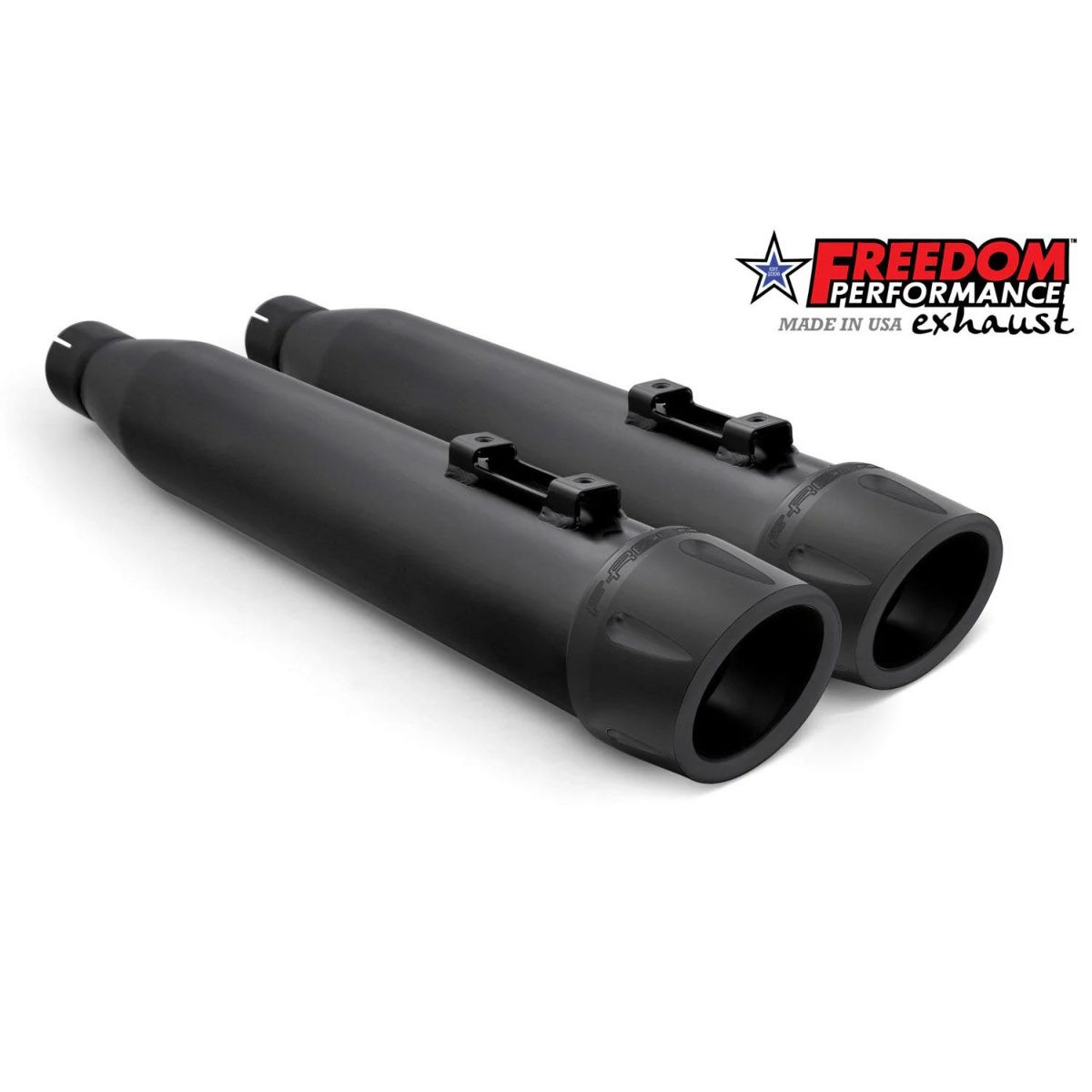 M8ソフテイル トゥルーデュアルエキゾースト用 4インチ スリップオンマフラー コンバットフルーテッド (ブラック) フリーダムパフォーマンス2