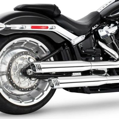M8 ストリートボブ、ローライダー/S/ST、ブレイクアウト、ファットボーイ 3.25インチ スリップオンマフラー レーシング (クローム) フリーダムパフォーマンス