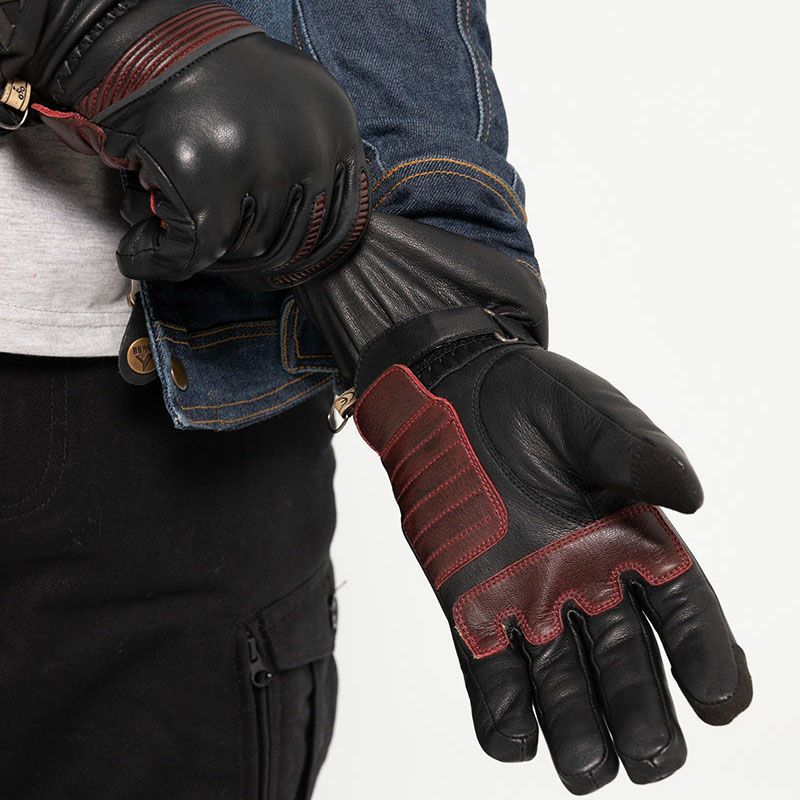 LYON MAN ウインター レザーグローブ ブラック/レッド By City