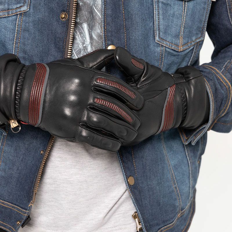 LYON MAN ウインター レザーグローブ ブラック/レッド By City 2