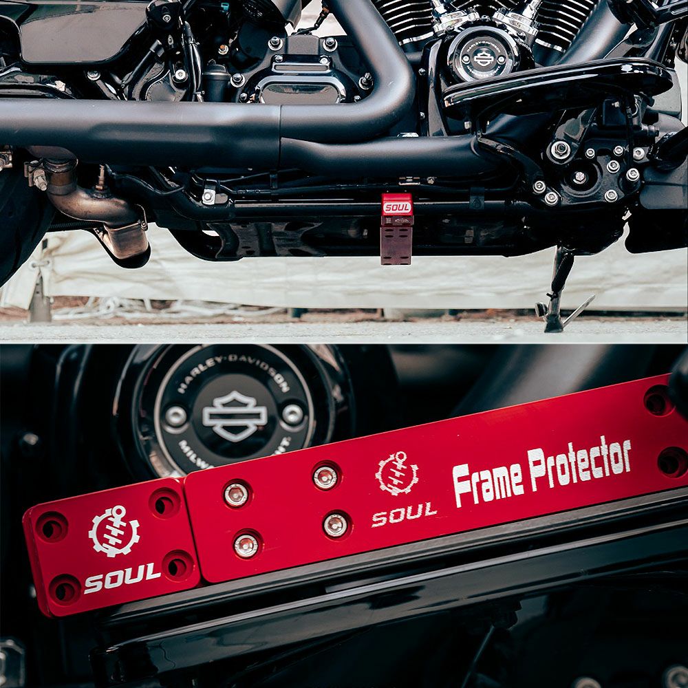 1999以降 ツーリング ローダウンサスペンション フレームプロテクター セット レッド SOUL 3
