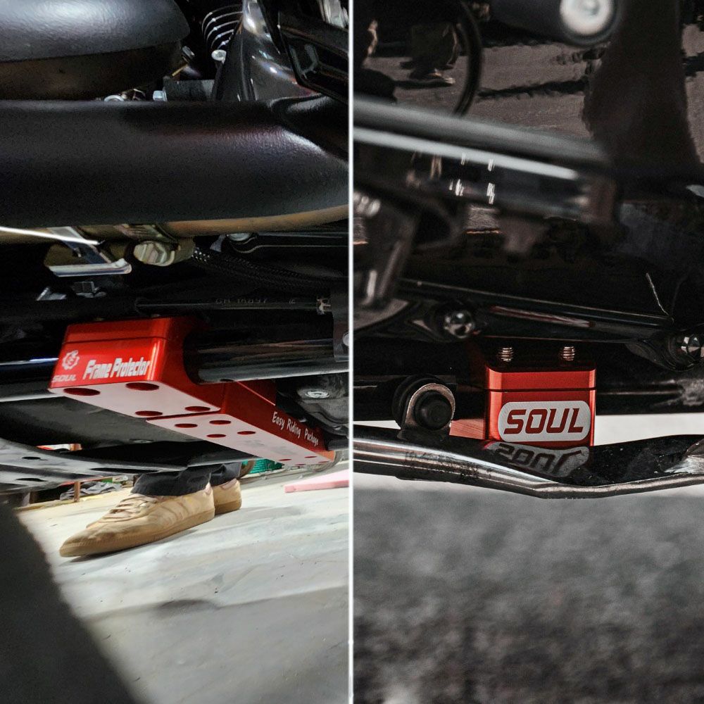 1999以降 ツーリング ローダウンサスペンション フレームプロテクター セット レッド SOUL 4