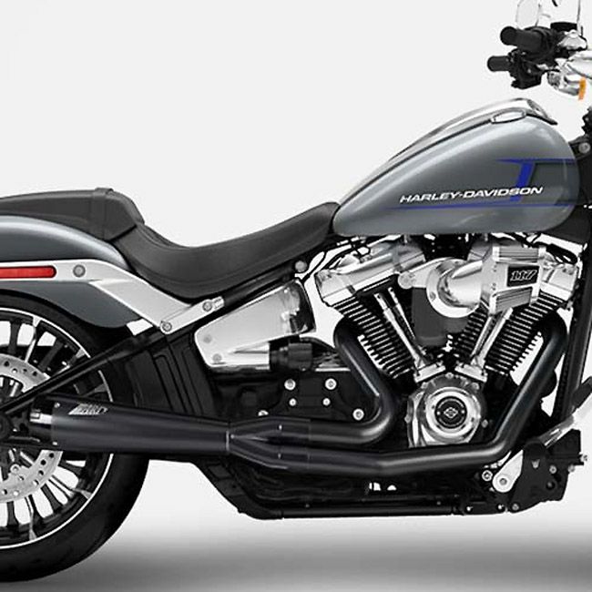 M8ソフテイル ブレイクアウト、ファットボーイ 2-1 フルエキゾーストマフラー (ブラック) ザード