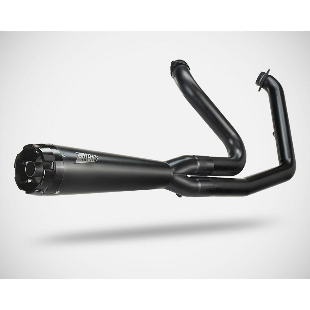 M8ソフテイル ブレイクアウト、ファットボーイ 2-1 フルエキゾーストマフラー (ブラック) ザード3