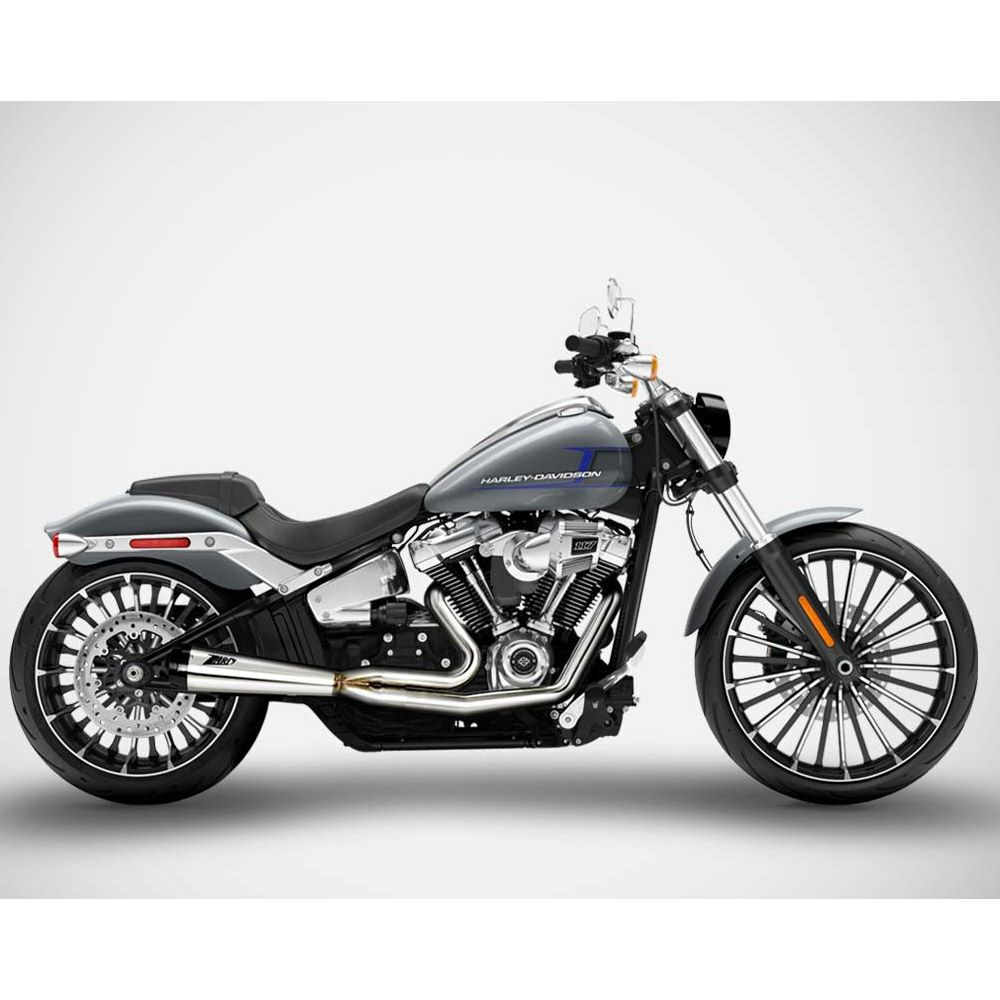 M8ソフテイル ブレイクアウト、ファットボーイ 2-1 フルエキゾーストマフラー (ポリッシュ) ザード1