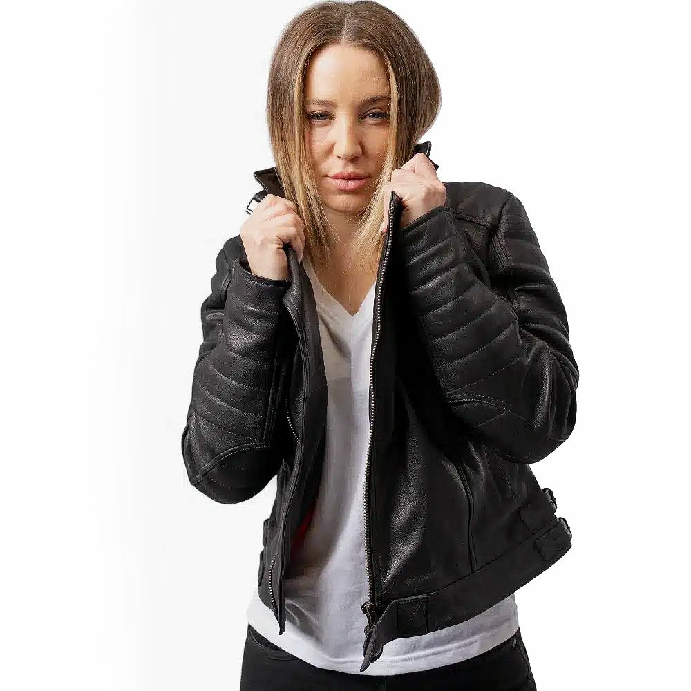 QUEENS 2 LADY レディース ウインター レザージャケット ブラック By City 5