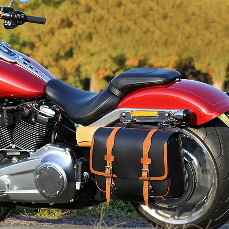 デグナー SB-81 レザーサドルバッグ 18L （ブラック x キャメル 