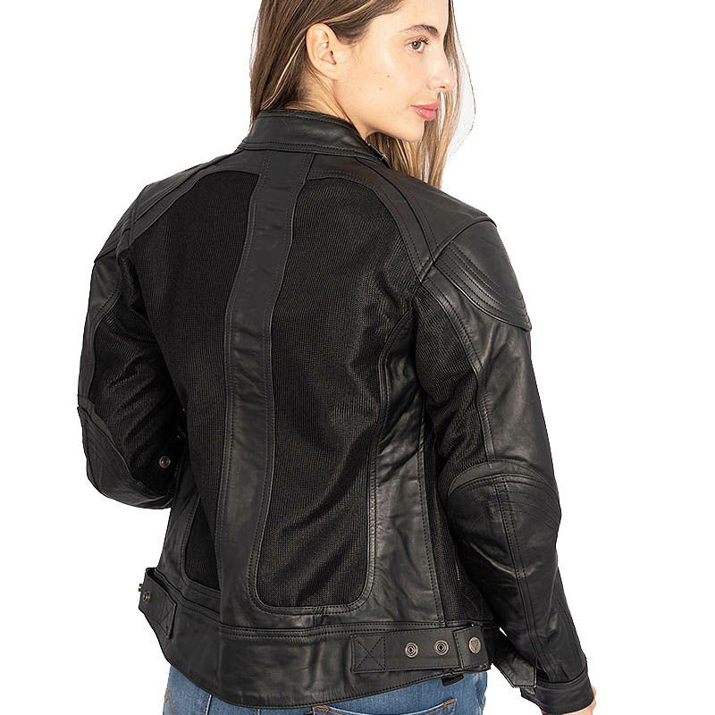 SAHARA LADY レディース レザーメッシュ バイクジャケット ブラック By City 2