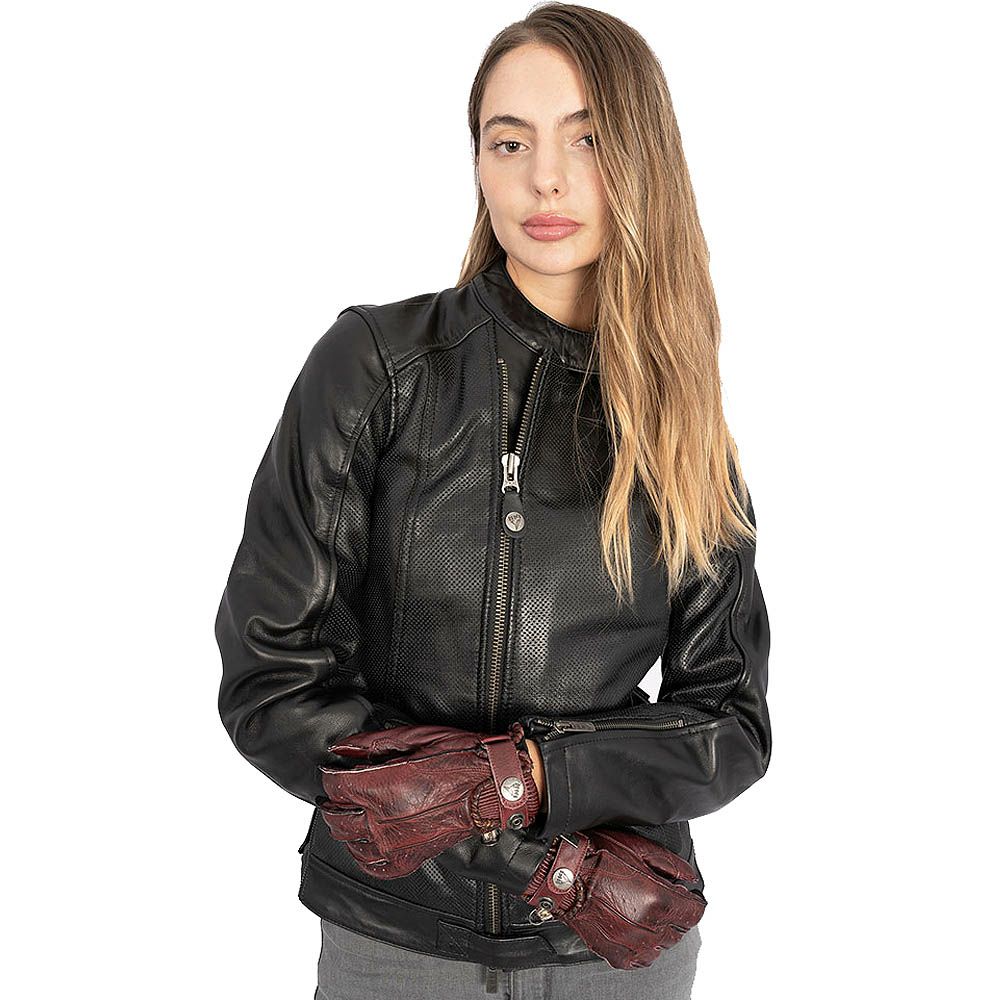 STREET LADY レディース パンチングレザー バイクジャケット ブラック By City