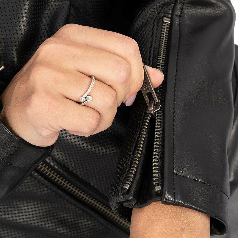 STREET LADY レディース パンチングレザー バイクジャケット ブラック By City 4