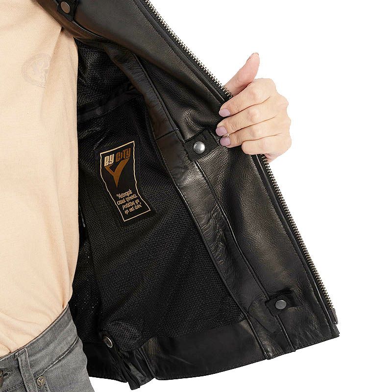 STREET LADY レディース パンチングレザー バイクジャケット ブラック By City 6