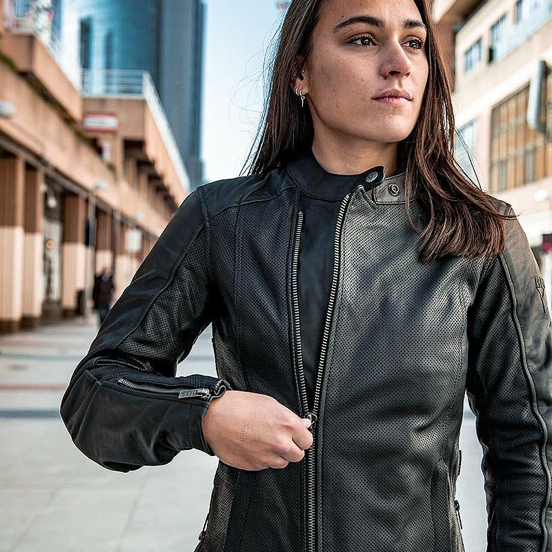 STREET LADY レディース パンチングレザー バイクジャケット ブラック By City 11