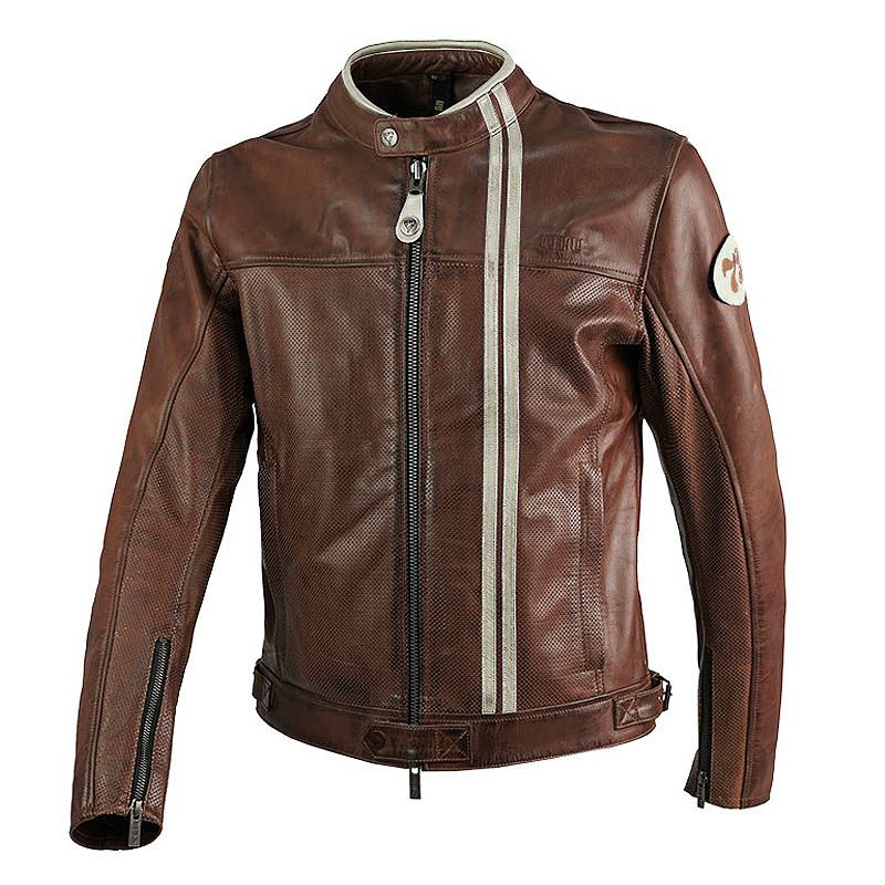 70S MAN パンチングレザー バイクジャケット ブラウン By City