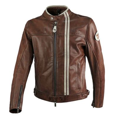 70S MAN パンチングレザー バイクジャケット ブラウン By City