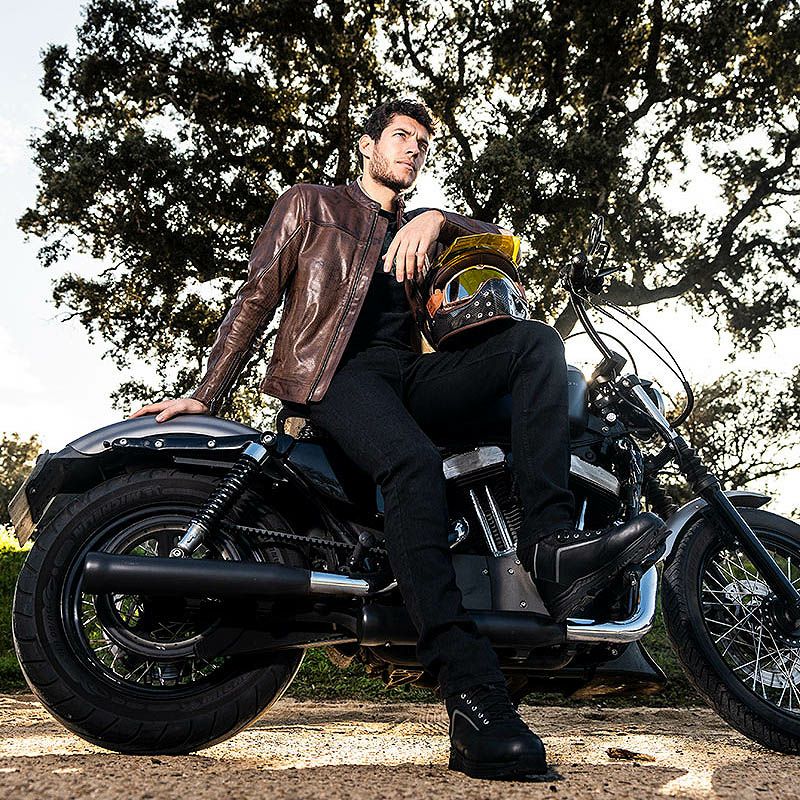 70S MAN パンチングレザー バイクジャケット ブラウン By Cityv 3