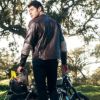 70S MAN パンチングレザー バイクジャケット ブラウン By City 4