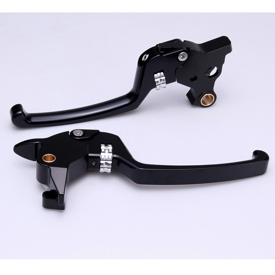 M8ソフテイル アルミ削り出し アジャスタブルレバーセット スタンダードタイプ (ブラック/シルバー) スピードラ1