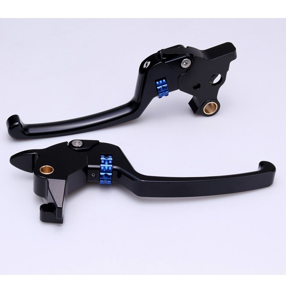  M8ソフテイル アルミ削り出し アジャスタブルレバーセット スタンダードタイプ (ブラック/ブルー) スピードラ1