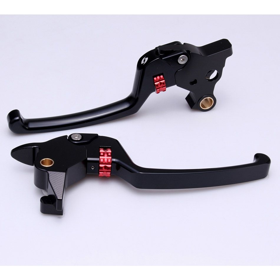 M8ソフテイル アルミ削り出し アジャスタブルレバーセット スタンダードタイプ (ブラック/レッド) スピードラ1