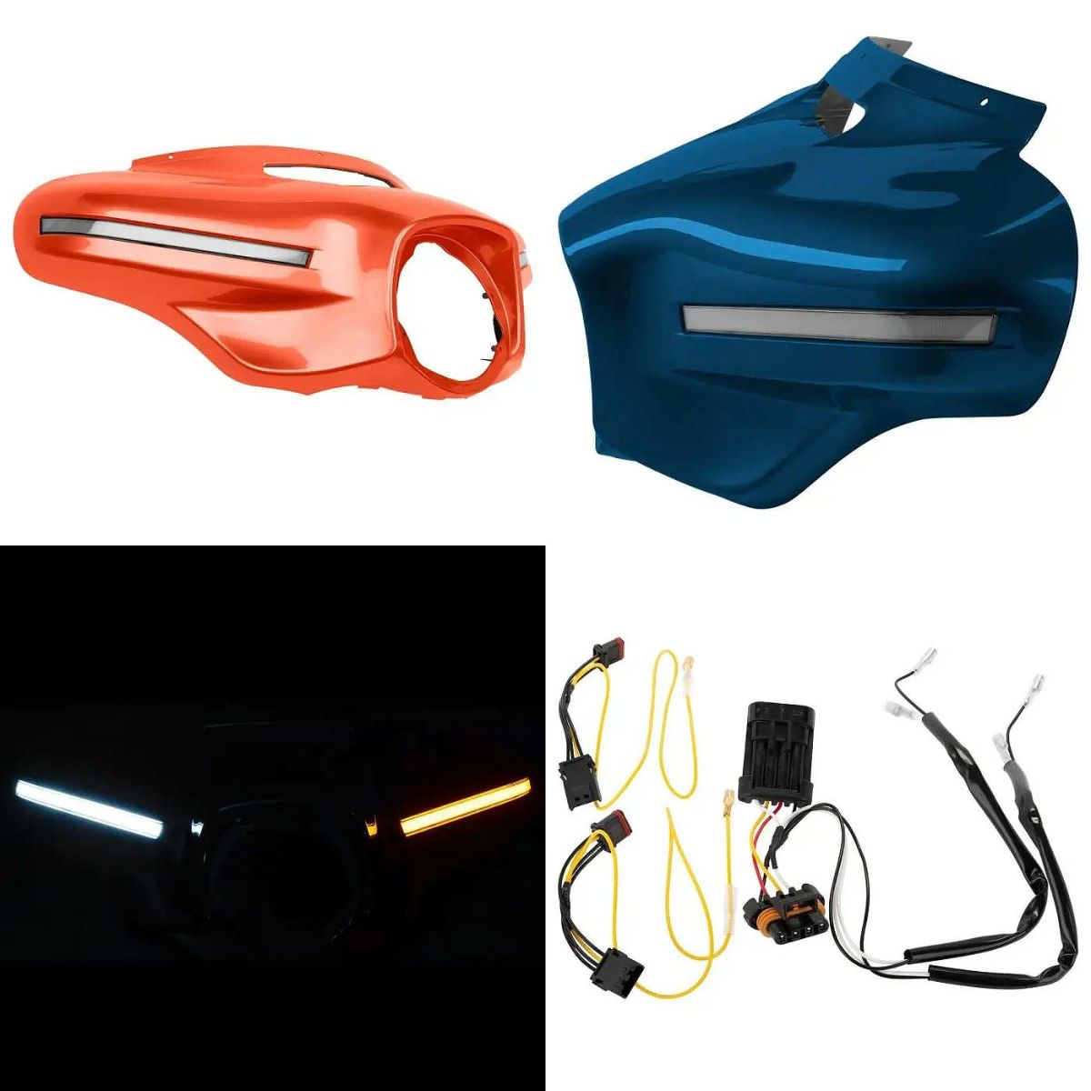 2014以降 ツーリング 純正カラー インナーLEDウインカー バットウィング アウターアッパーフェアリング HOGWORKZ 6