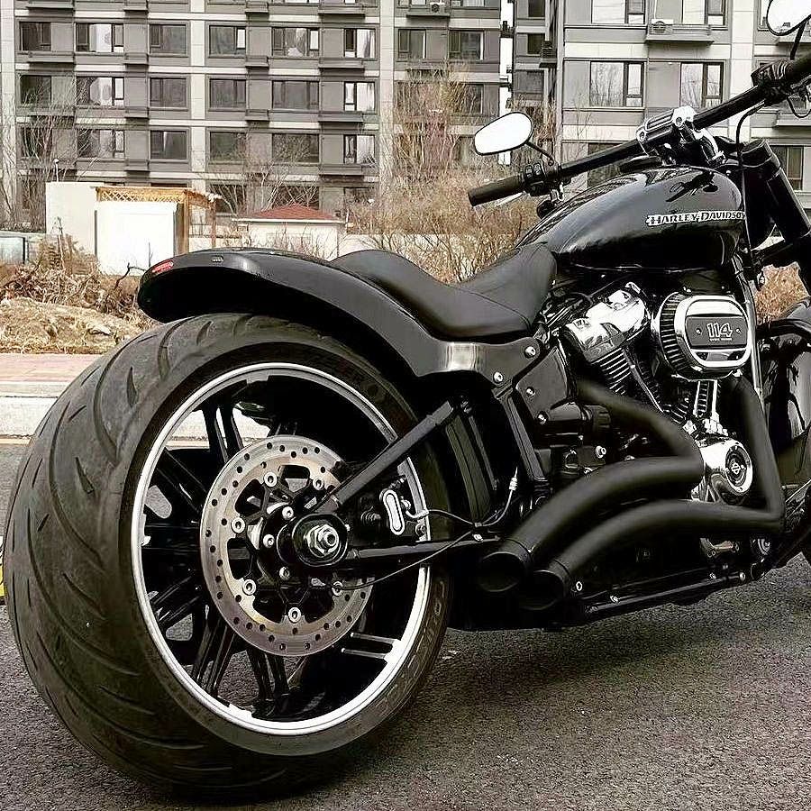 M8 ブレイクアウト ファットボーイ ワイドボバー リアフェンダー LEDテール、ウインカーセット ビビッドブラック HOGWORKZ 2