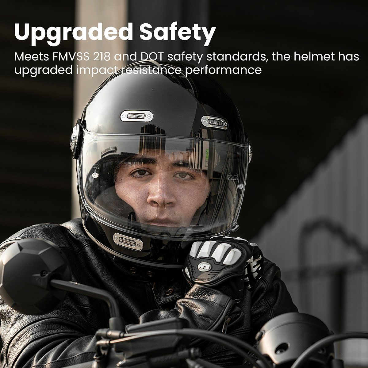 ILM Z503シリーズ レトロ フルフェイスヘルメット グロスブラック 7