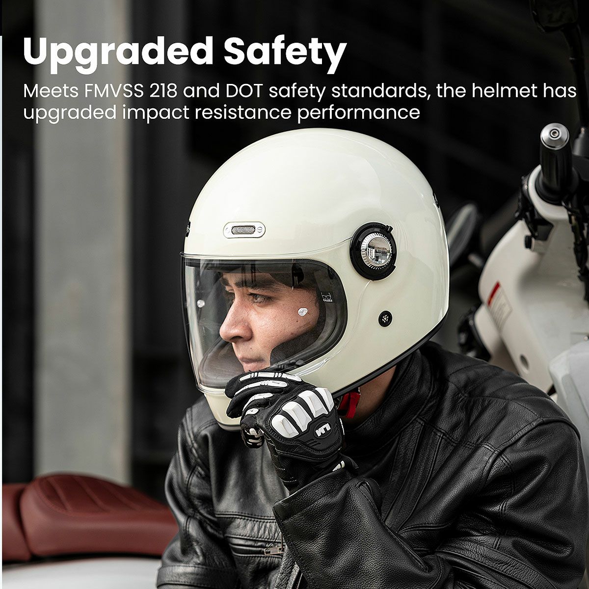 ILM Z503シリーズ レトロ フルフェイスヘルメット ホワイト 7