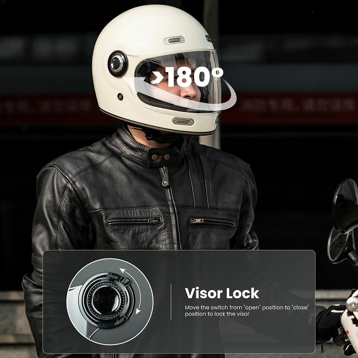 ILM Z503シリーズ レトロ フルフェイスヘルメット ホワイト 8