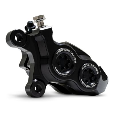 ツーリング、ソフテイル、Ｖロッド、スポーツスター レースシリーズ・モノブロック フロントブレーキキャリパー 11.8インチ/左用 (ブラック/ブラック) パフォーマンスマシン