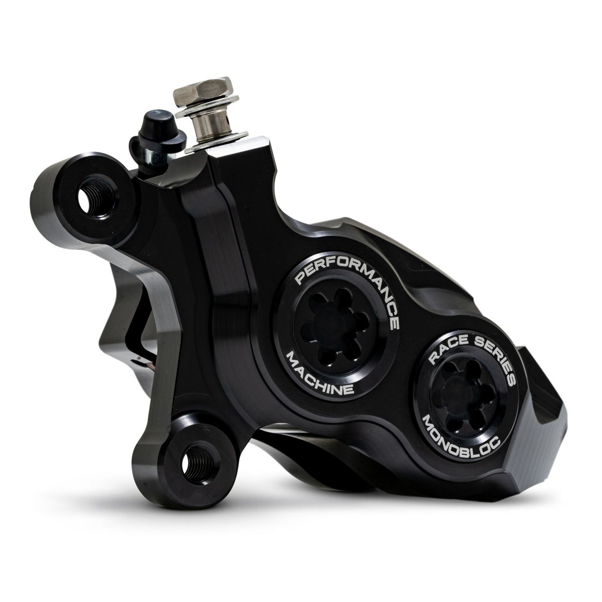 ツーリング、ソフテイル、Ｖロッド、スポーツスター レースシリーズ・モノブロック フロントブレーキキャリパー 11.8インチ/左用 (ブラック/ブラック)