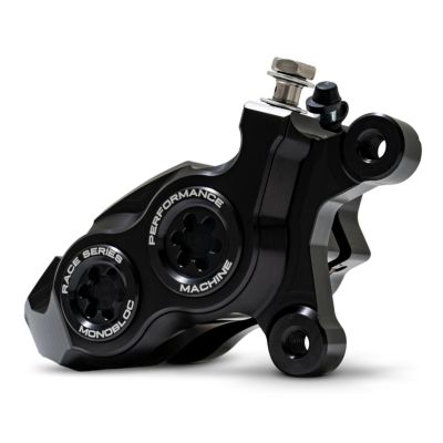 ツーリング、ソフテイル、Ｖロッド、スポーツスター レースシリーズ・モノブロック フロントブレーキキャリパー 11.8インチ/右用 (ブラック/ブラック) パフォーマンスマシン