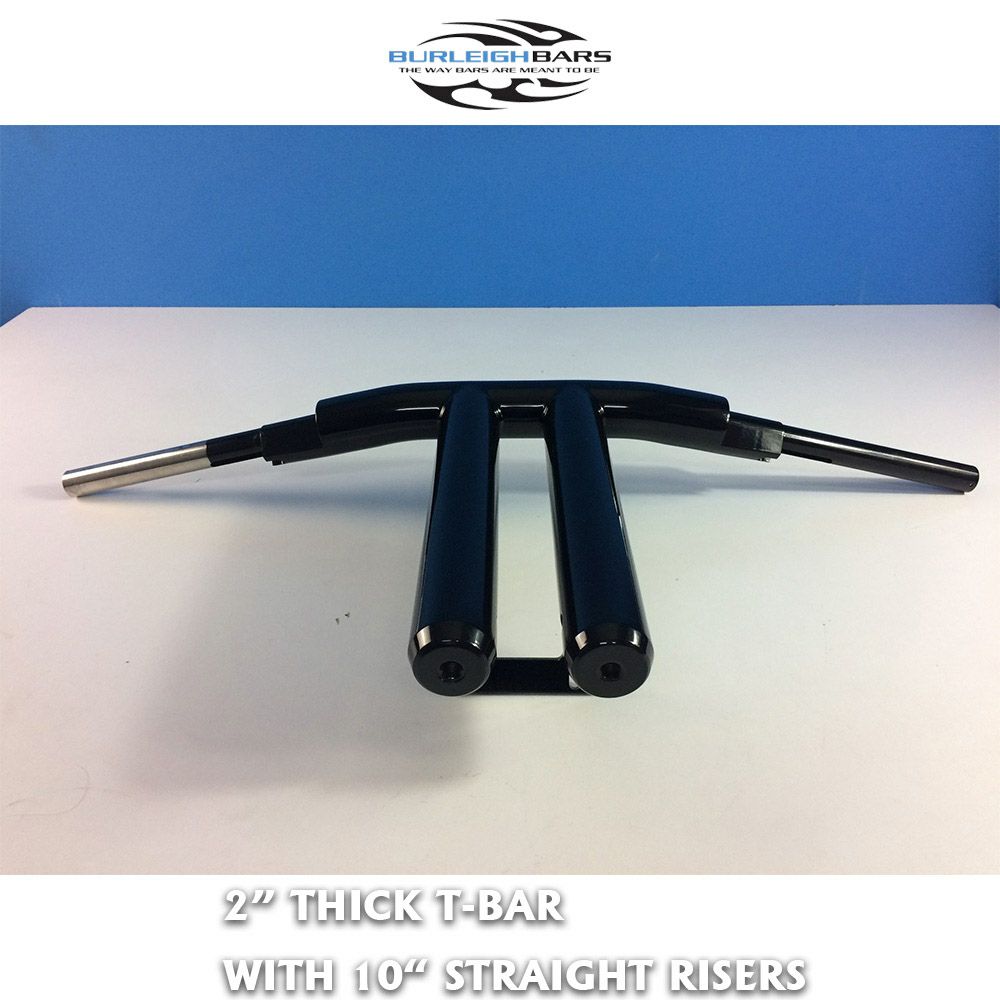 ストレートライズ 2インチ径 ハーレー Tバー 10インチ (グロスブラック)1