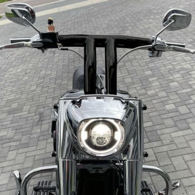 プルバックスタイル 2インチ径 ハーレー Tバー 10インチ (グロスブラック) バーレイバーズ