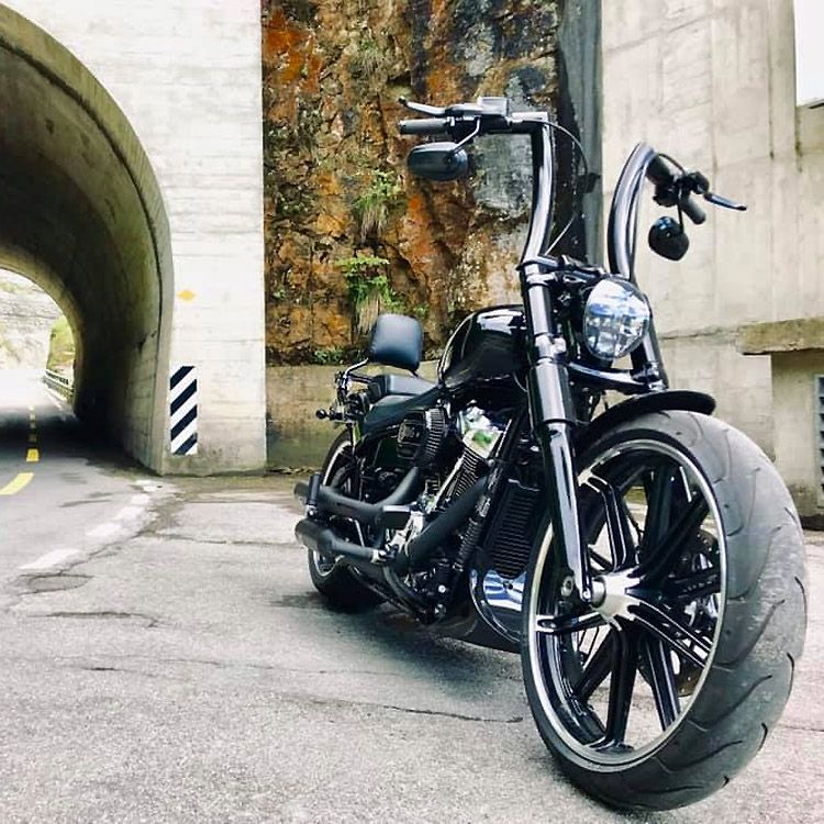 リバースハイボール 2インチ径 ハーレー ハンドルバー 16インチ (グロスブラック)