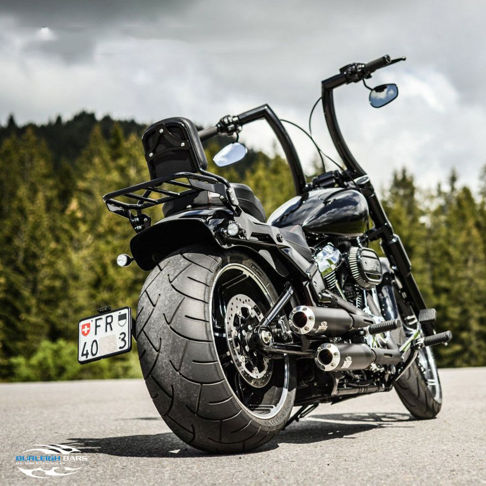 リバースハイボール 2インチ径 ハーレー ハンドルバー 16インチ (サテンブラック)