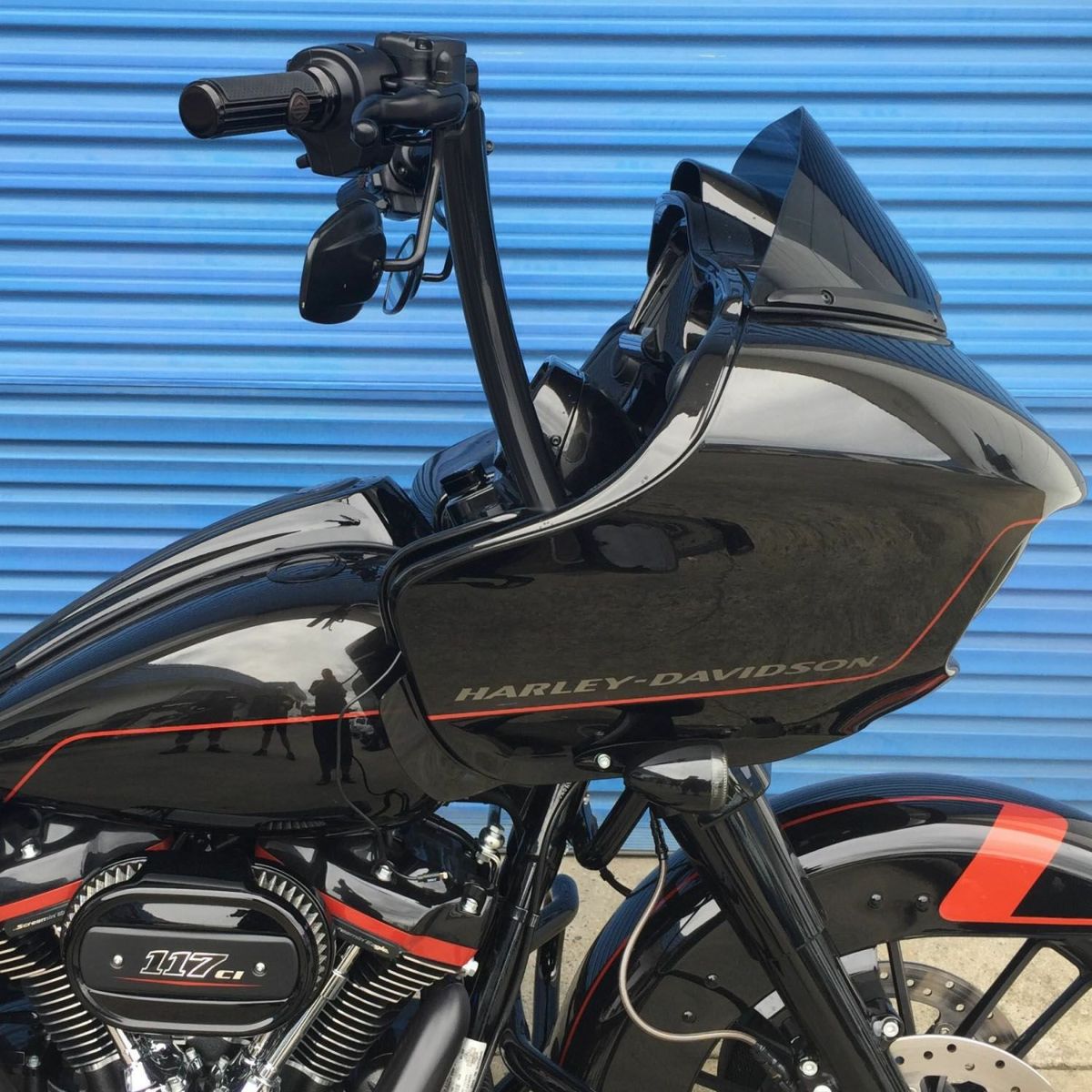 リバースハイボール 2インチ径 ハーレー ハンドルバー 18インチ (サテンブラック)