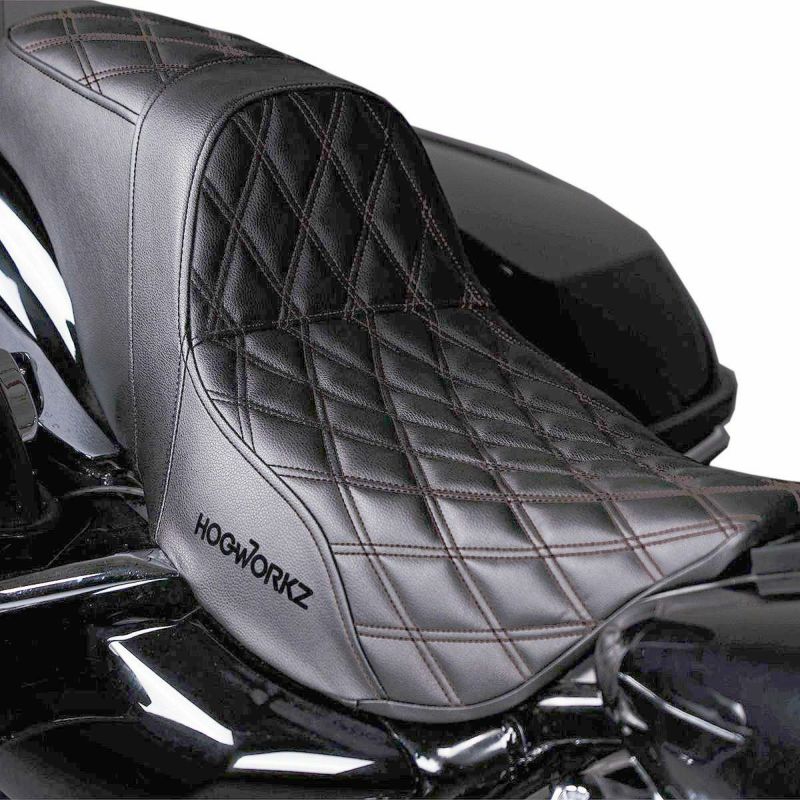 ハーレー ツーリングモデル RISE UP シート ダブルダイアモンド ブラックステッチ Hog Workz（ホグワークズ）