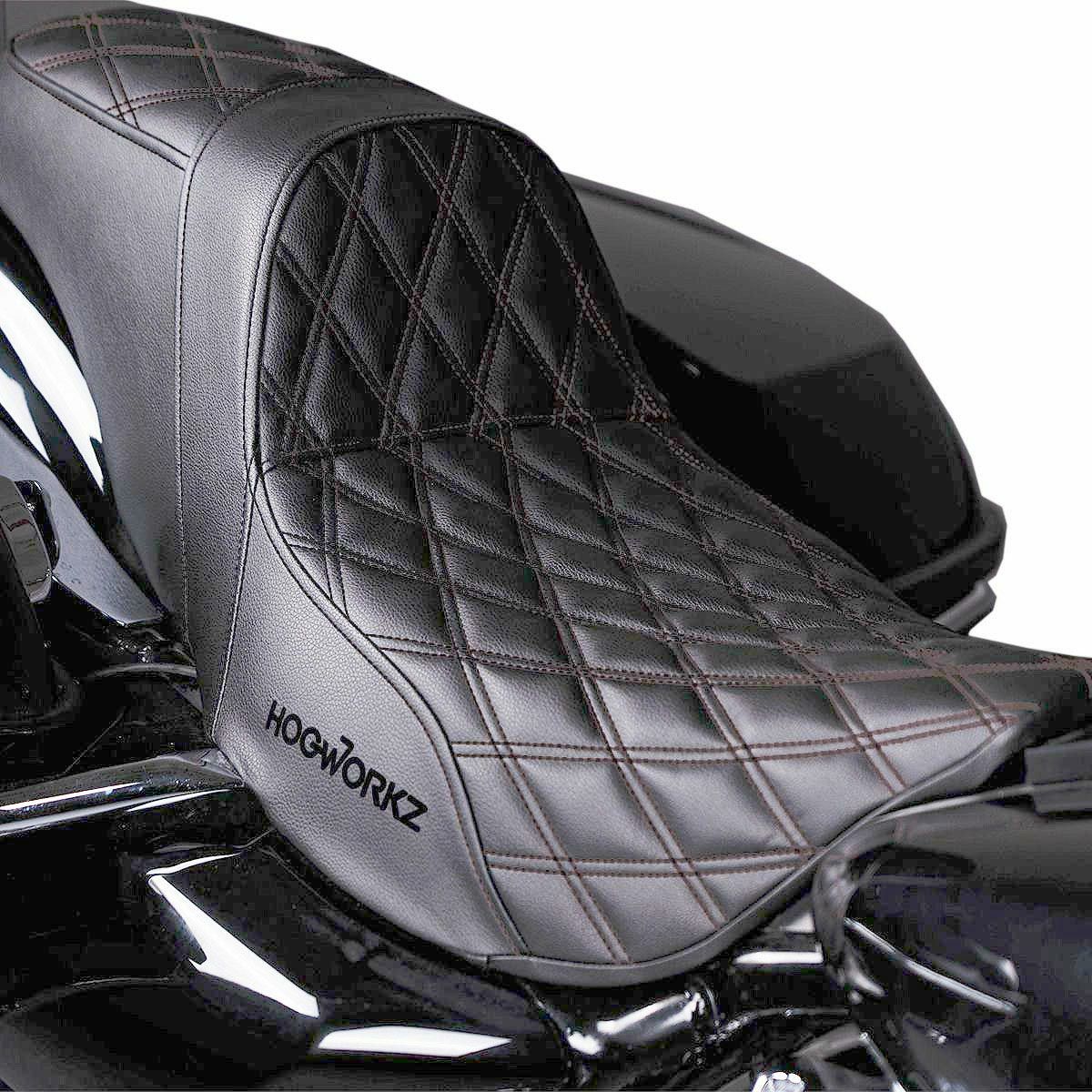 ハーレー ツーリングモデル RISE UP シート ダブルダイアモンド ブラックステッチ Hog Workz（ホグワークズ）