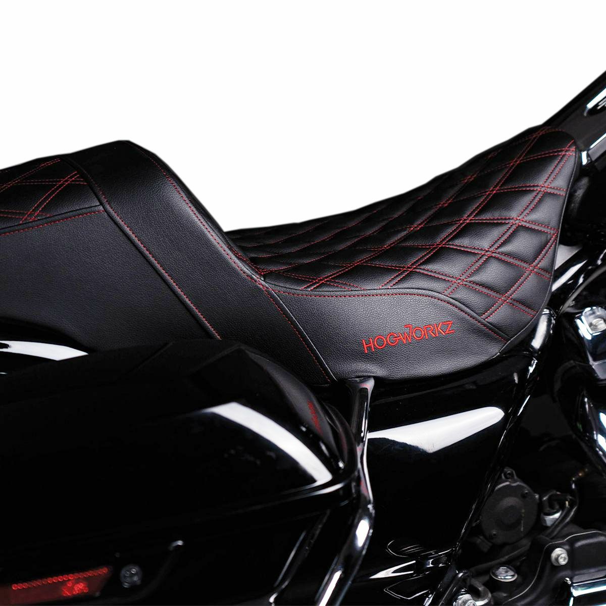 ハーレー ツーリングモデル RISE UP シート ダブルダイアモンド レッドステッチ Hog Workz（ホグワークズ） 3