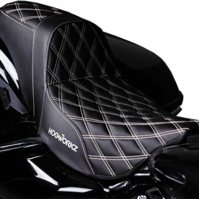 ハーレー ツーリングモデル RISE UP シート ダブルダイアモンド シルバーステッチ Hog Workz（ホグワークズ）