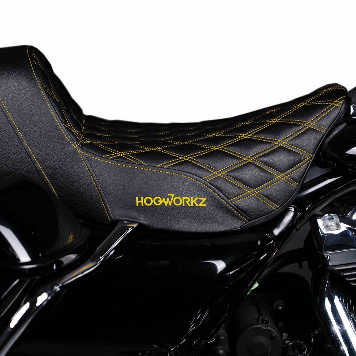 ハーレー ツーリングモデル RISE UP シート ダブルダイアモンド ゴールドステッチ Hog Workz（ホグワークズ） 3