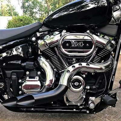 M8 ツーリング、ソフテイル、トライク カットバック フルエキゾーストマフラー (ブラック/クローム) ブローパフォーマンスエキゾースト