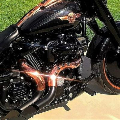 M8 ツーリング、ソフテイル、トライク カットバック フルエキゾーストマフラー (ブラック/コッパー) ブローパフォーマンスエキゾースト